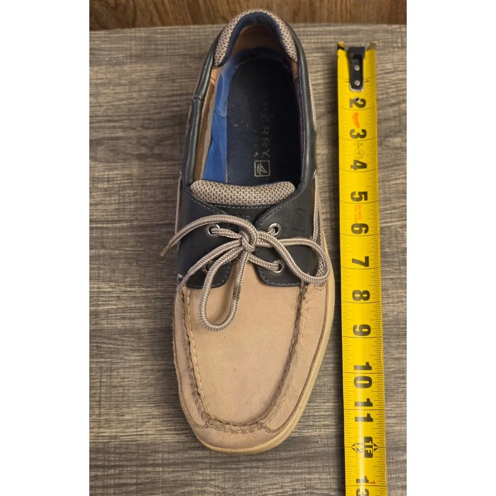 Sperry Top Sider Lanyard Leather Boat Shoes Mens Size 11 Tan Navy